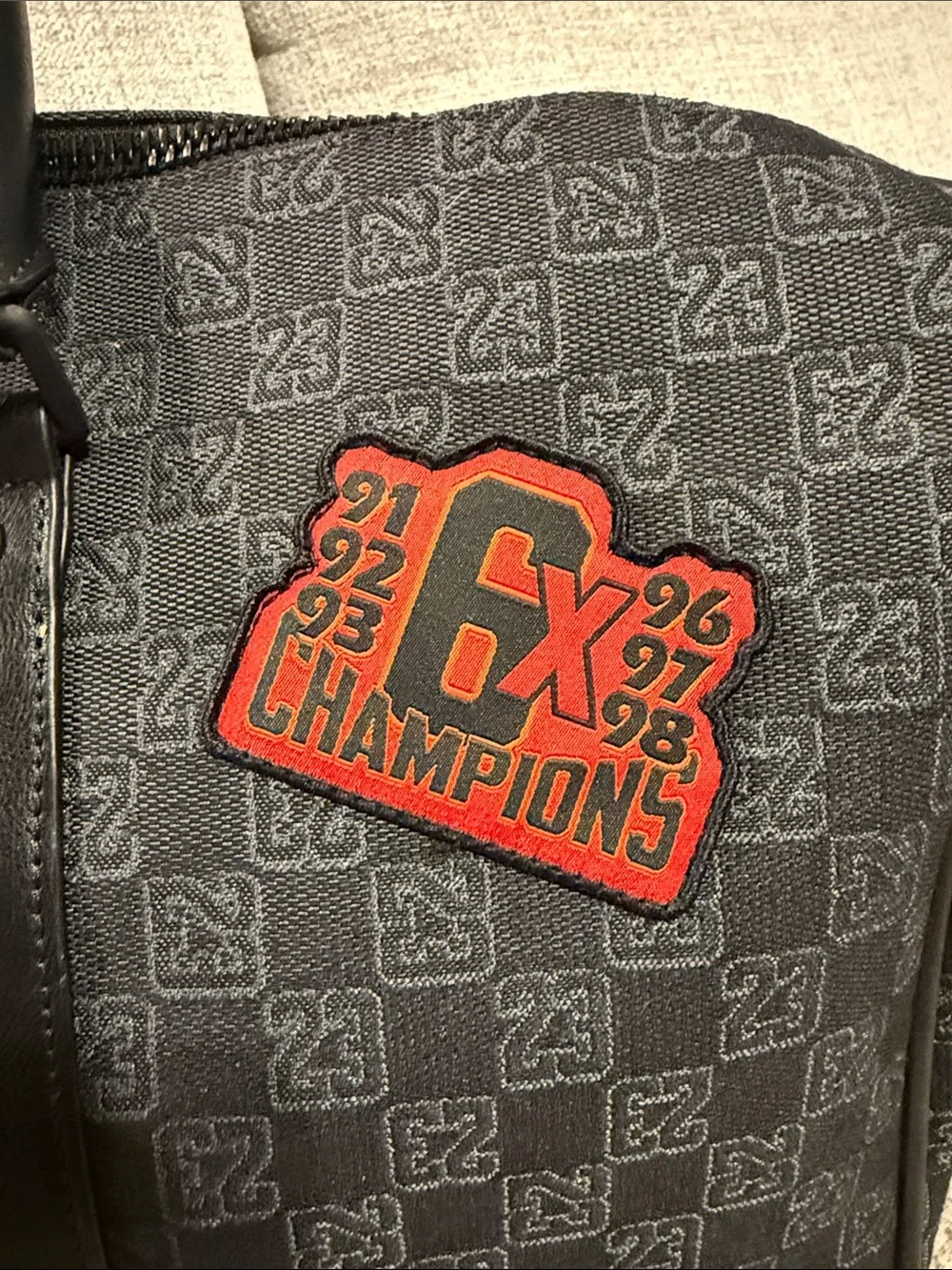 Jordan Black Patchwork Duffel Bag with Embroidered Logos